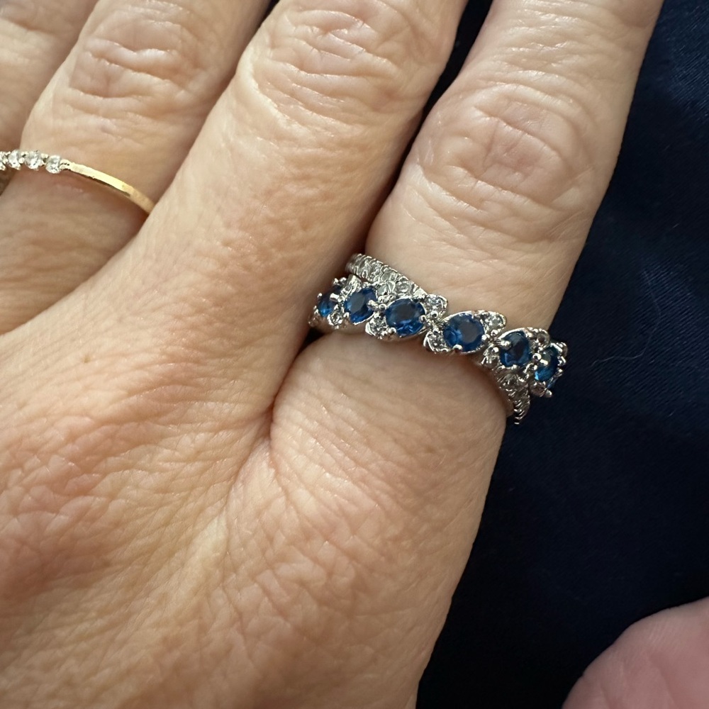 Dazzling Blue and Silver Women's Ring - Picture 3 of 11